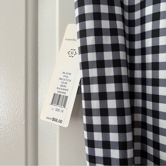 NWT Nanette Lepore Play Black & White Gingham Mix Crop Activewear Bra and Pant - Picture 7 of 9